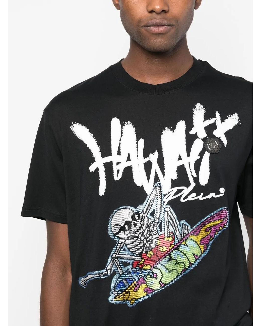 Philipp Plein Black Graphic-Print Short-Sleeved T-Shirt for men