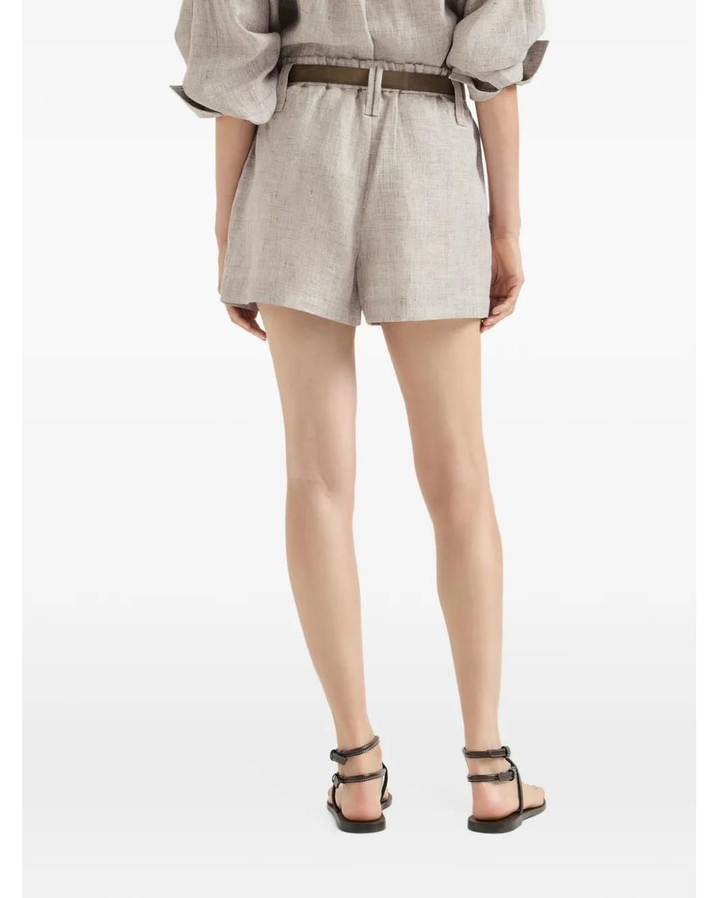 Brunello Cucinelli Natural Elasticated-Waistband Shorts