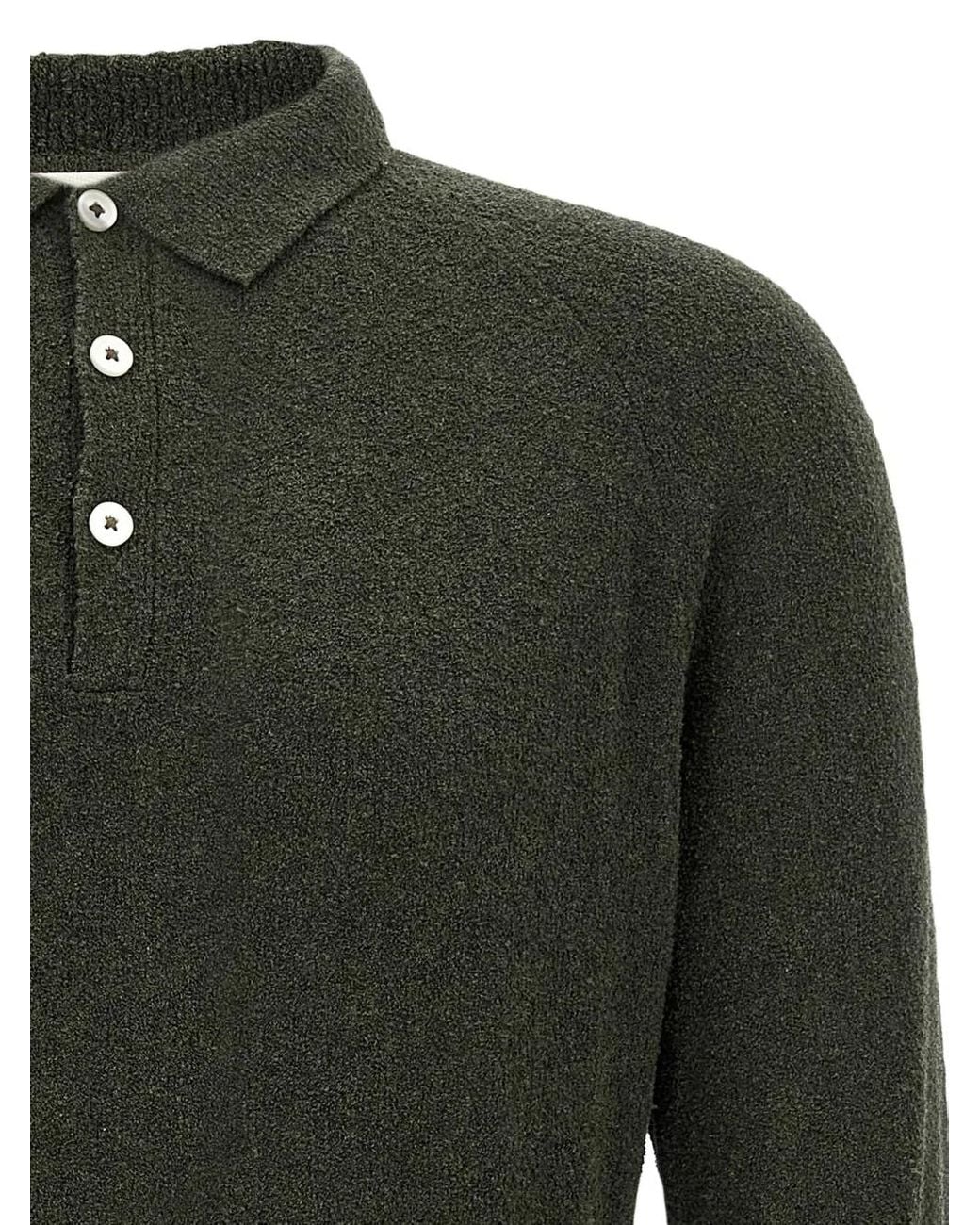 Ma'ry'ya Green Button-Placket Polo Shirt for men