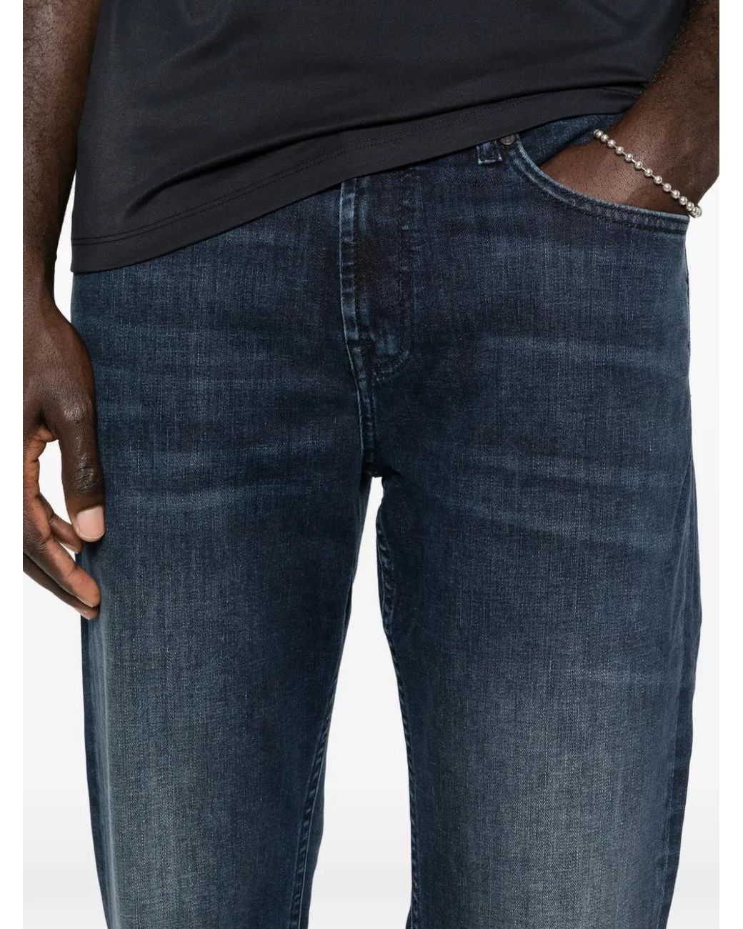 7 For All Mankind Blue Slimmy Five-Pocket Denim Jeans for men
