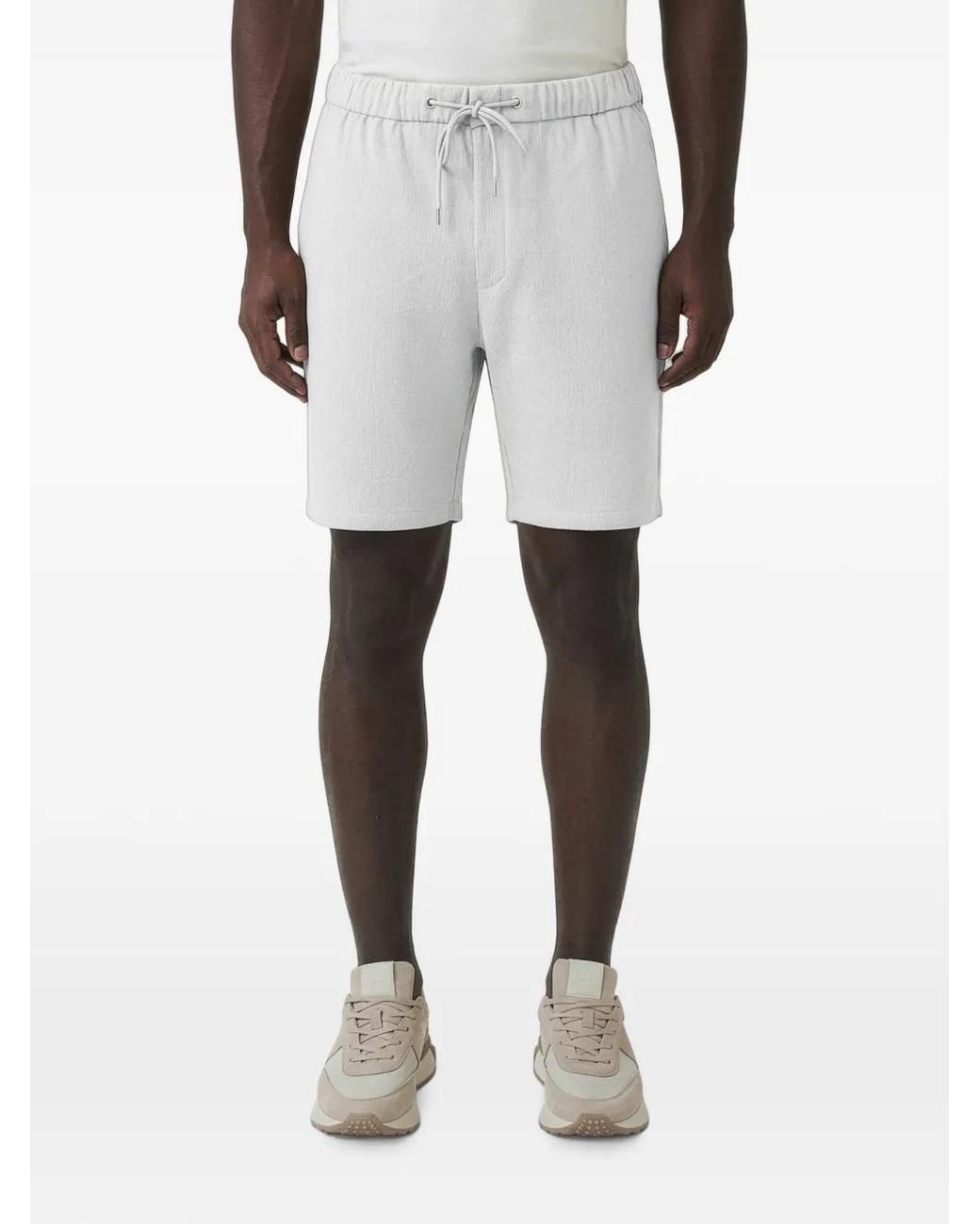 Mauvais White Textured Drawstring Shorts for men