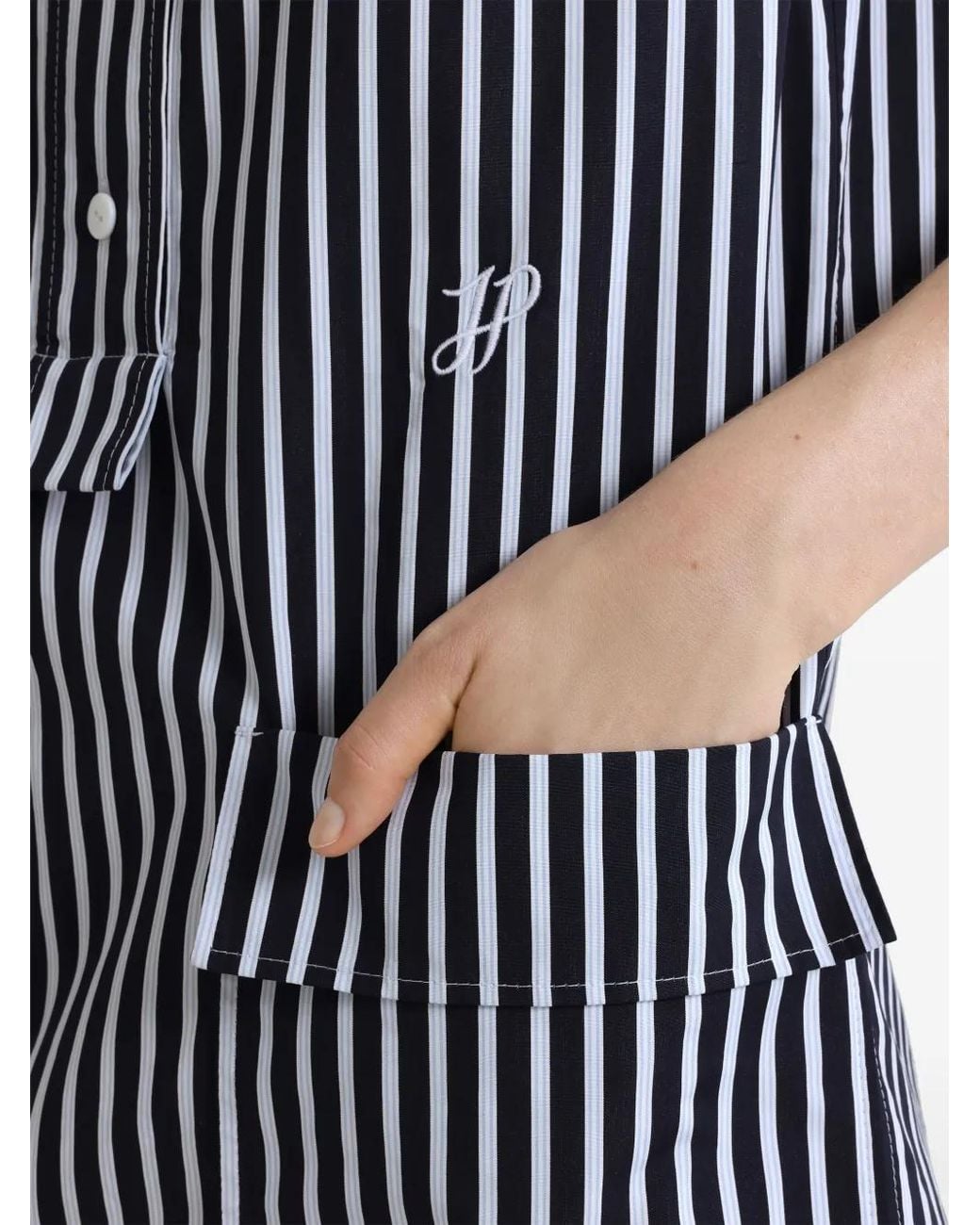 Patou Blue Striped Mini Shirt Dress