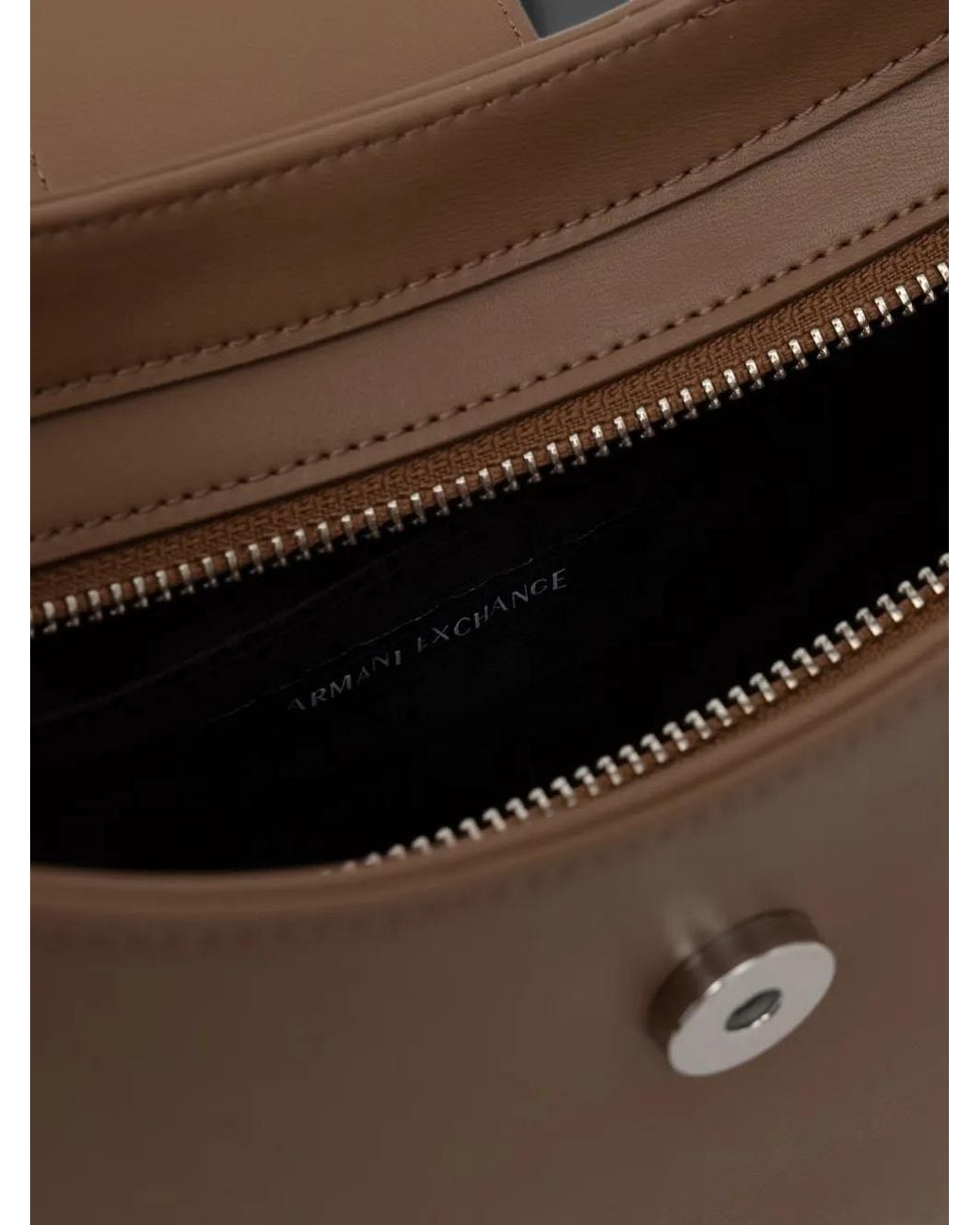 ARMANI EXCHANGE White Logo-Plaque Crescent Shoulder Bag