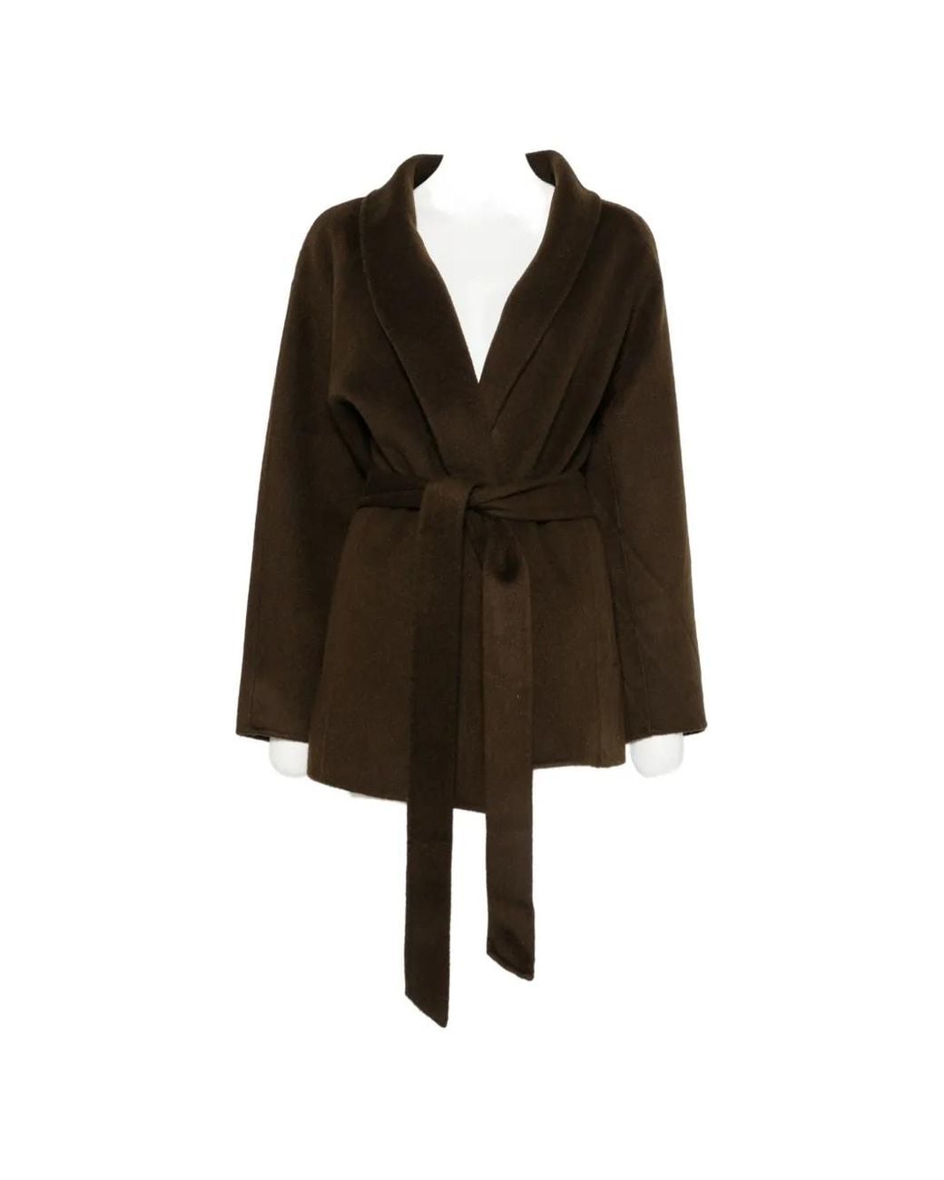 Envelope Black Houston Belted Shawl-Lapel Coat