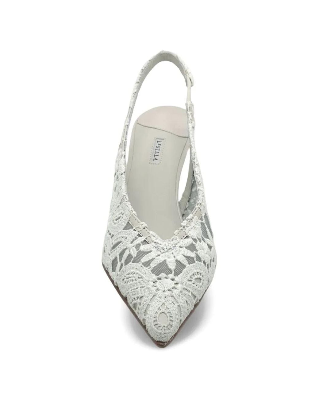 Le Silla White Floral-Lace Slingback Pumps
