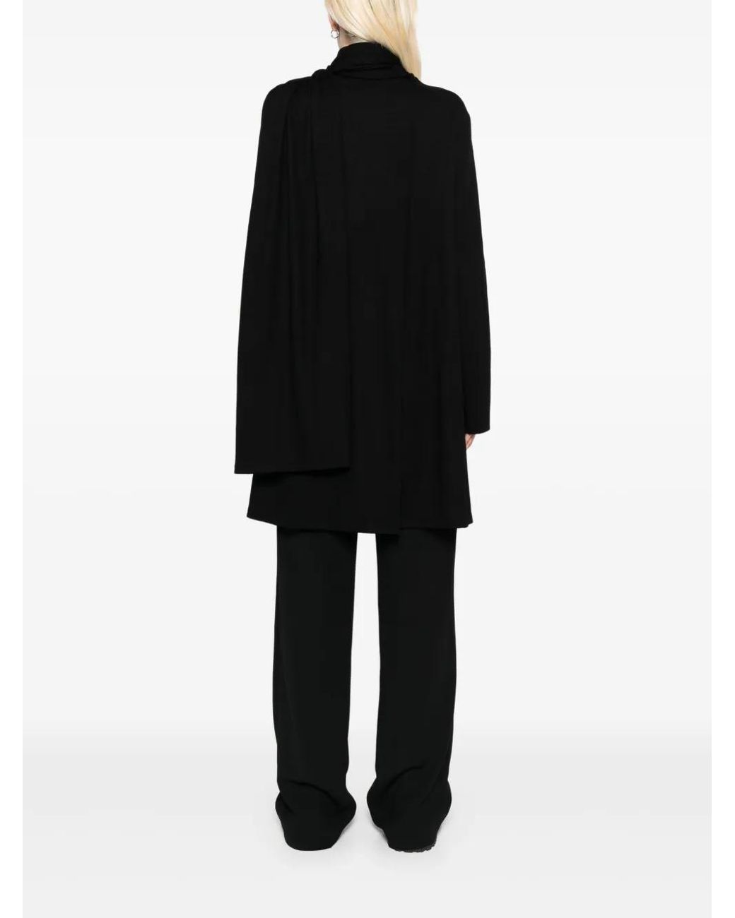 Yohji Yamamoto Black Wool Stole Detail Blouse