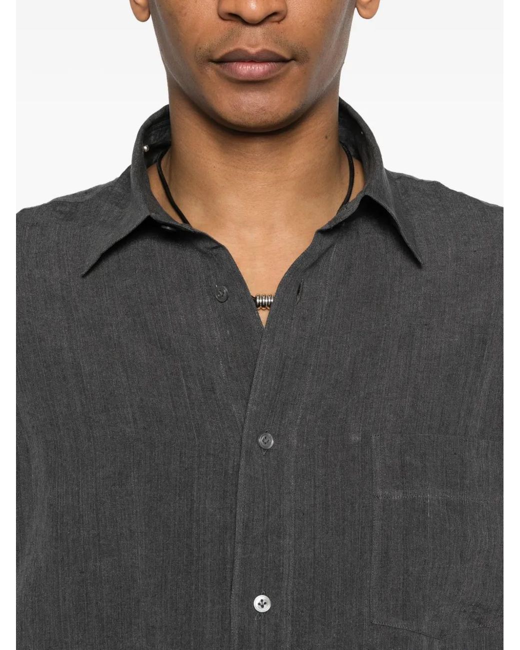 Lardini Black Chest-Pocket Buttoned Shirt for men