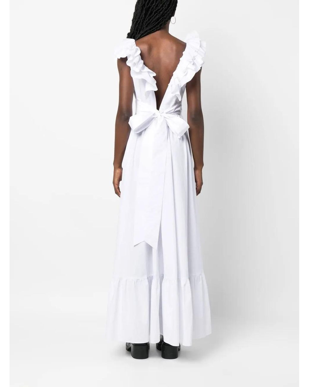 Philipp Plein White Ruffle-Detail Maxi Dress