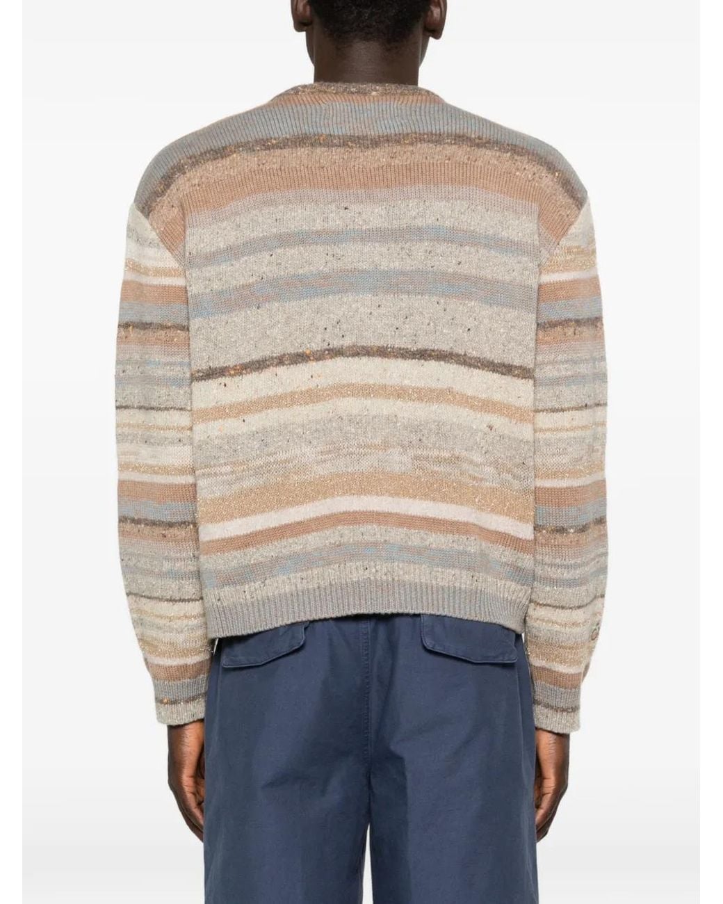 ERL Natural Striped Crew-Neck Sweater for men