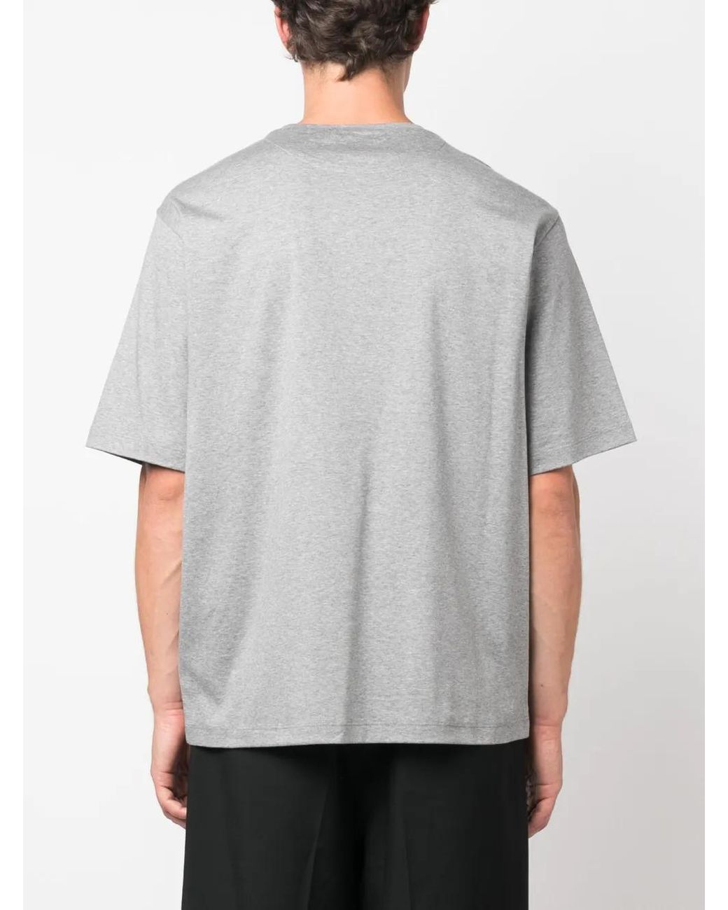 Prada Gray Triangle-logo Cotton T-shirt for men