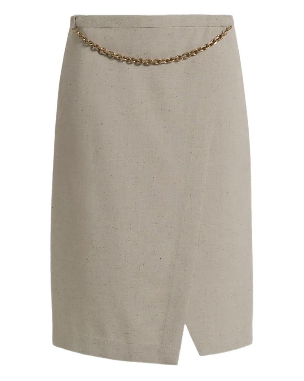 Alberta Ferretti Gray Slit-Detail Midi Skirt
