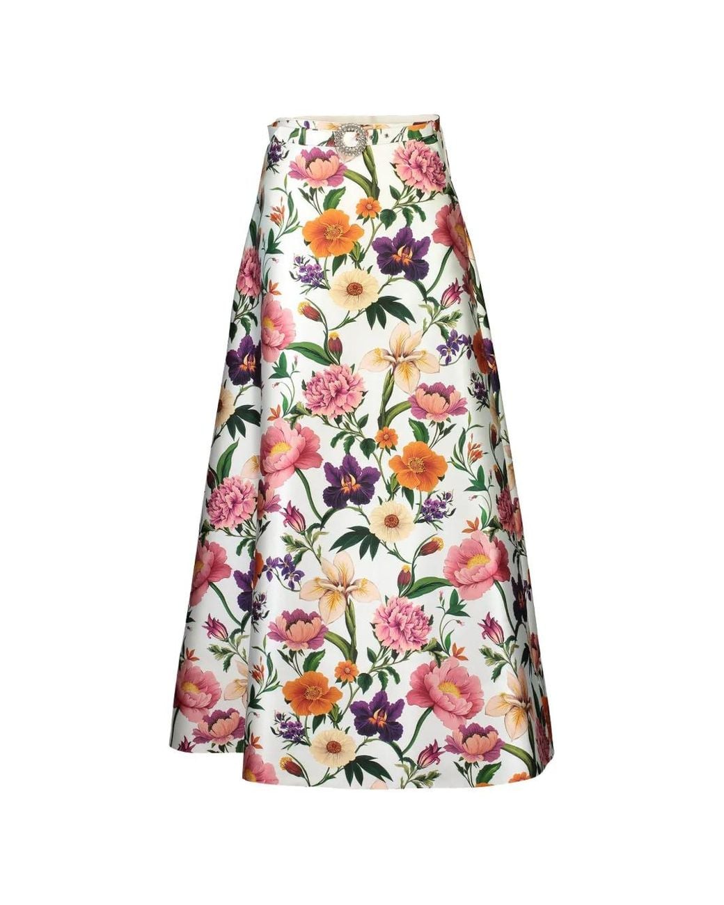 Borgo De Nor White Bellamy Floral-Print Maxi Skirt
