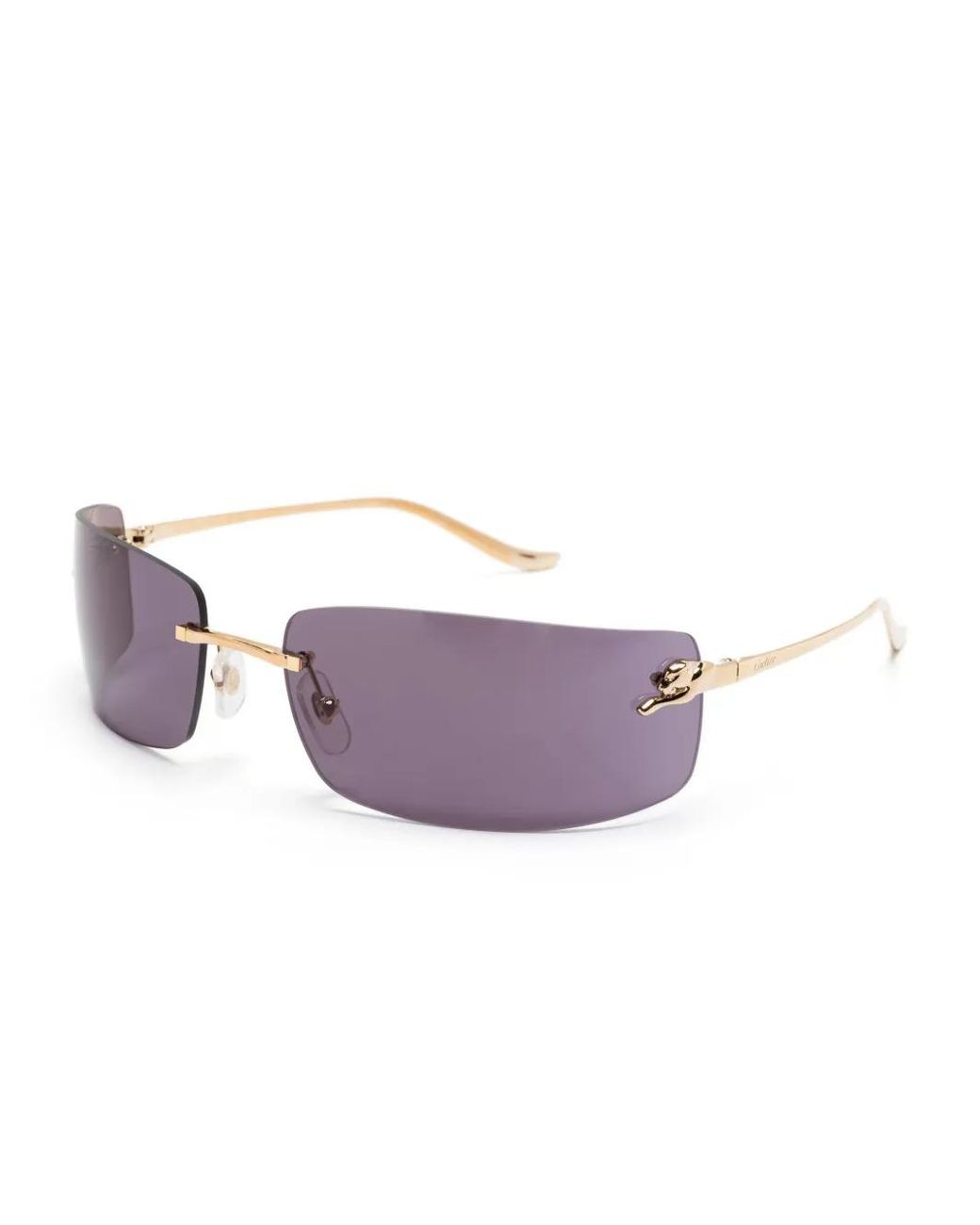 Cartier Purple Panthère De Cartier Rectangle-Frame Sunglasses