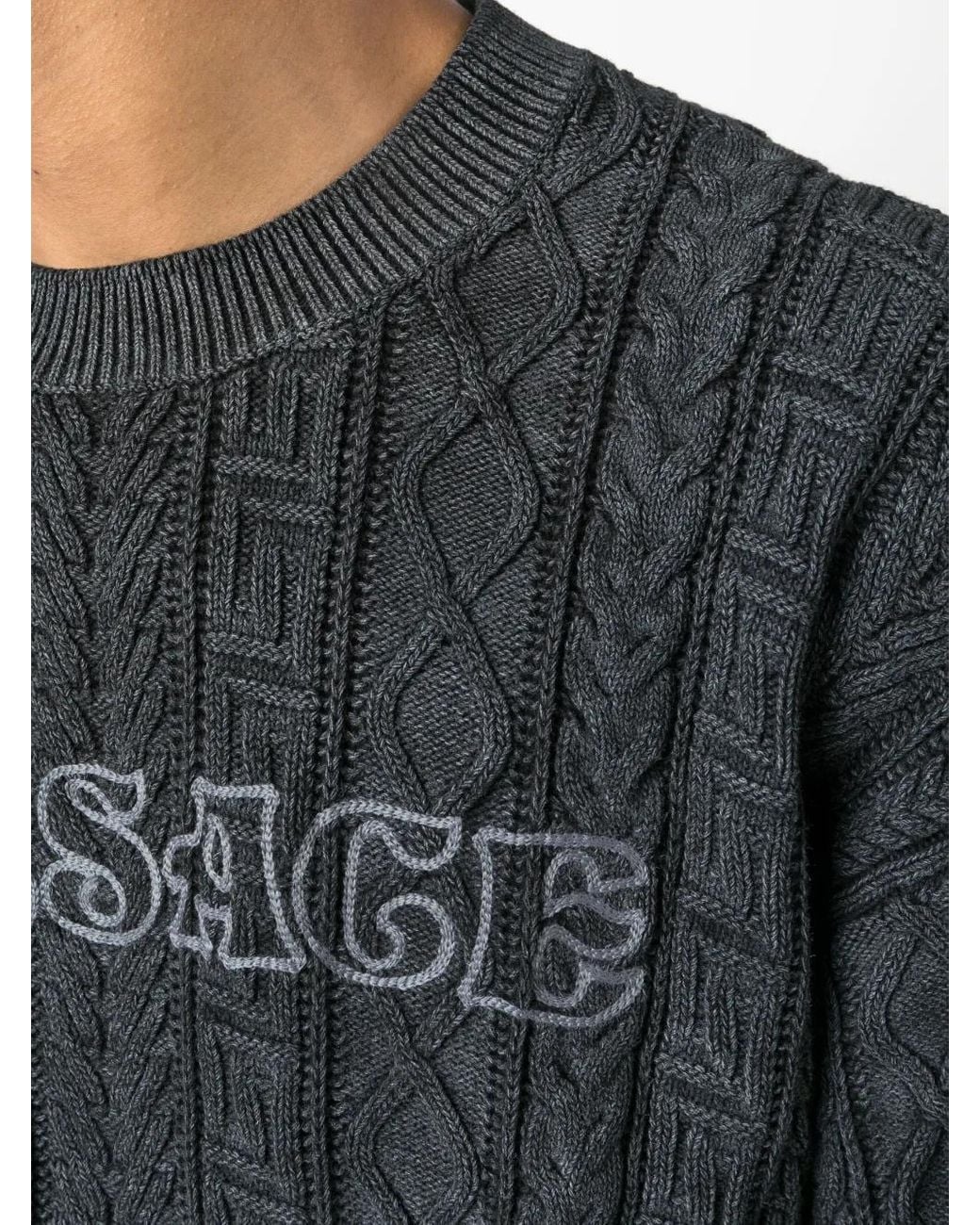 Versace Black Greca Cable-Knit Jumper for men