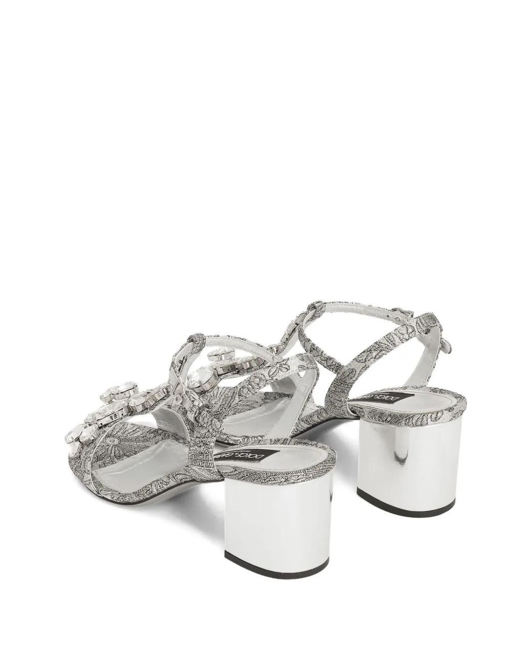 Dolce & Gabbana White 60Mm Crystal Brocade Block-Heel Sandals