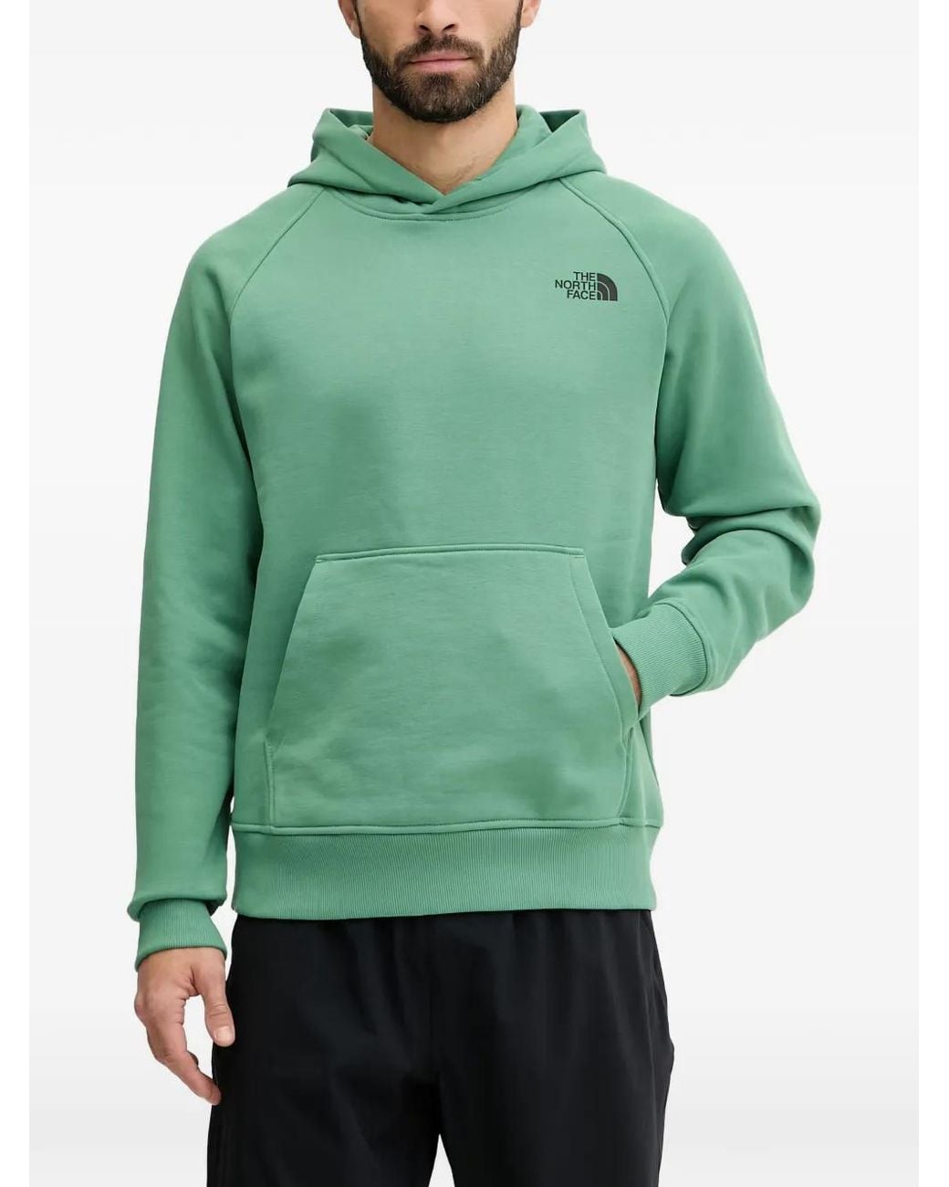 The North Face Green Logo-Print Raglan-Sleeve Hoodie for men