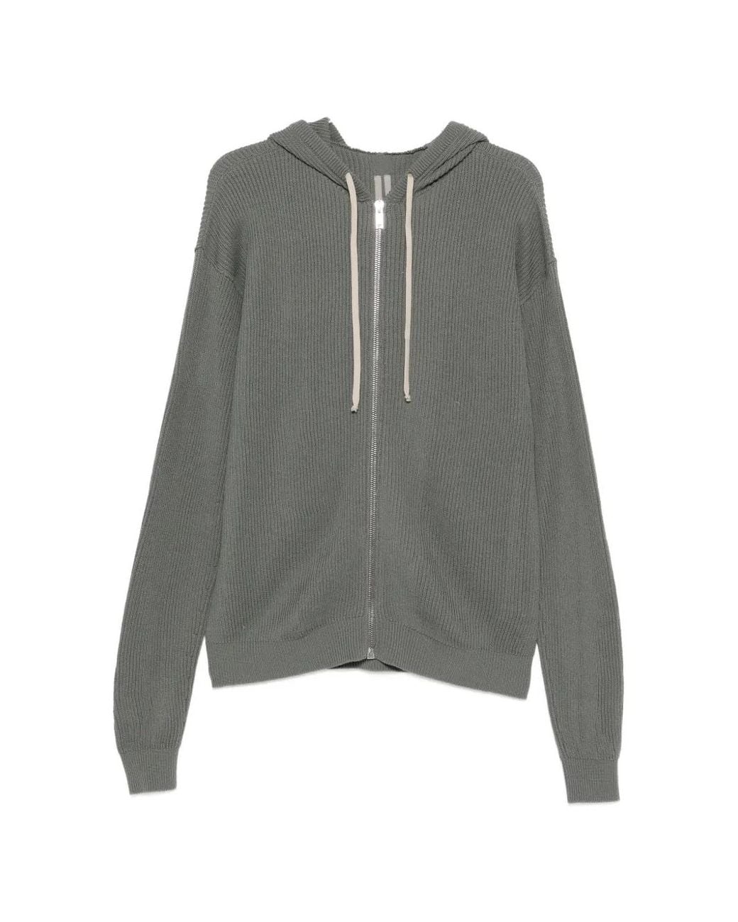 Rick Owens Gray Hooded Zip-Up Cardigan for men