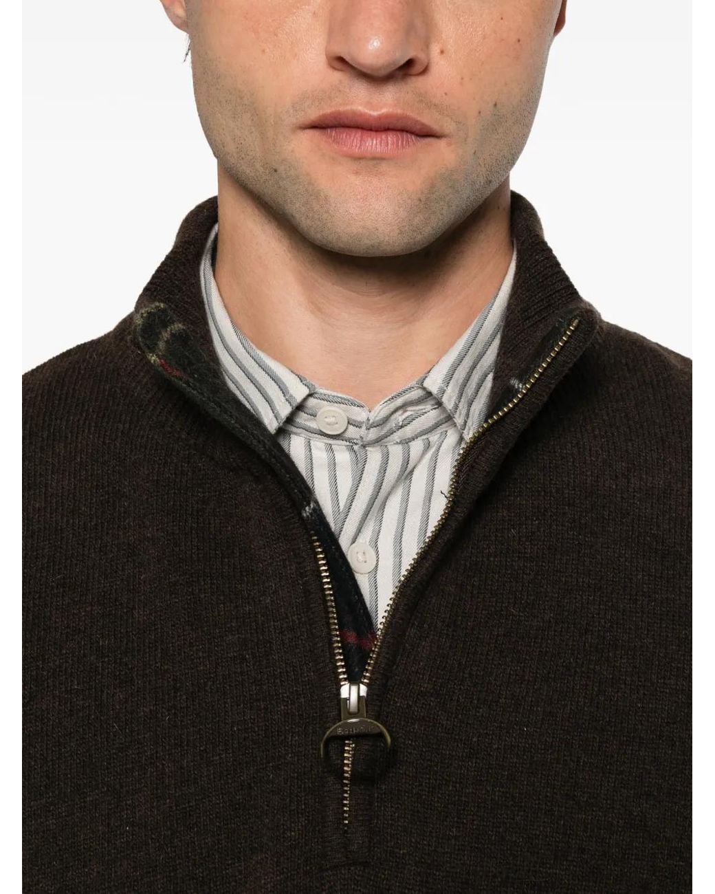 Barbour Black Elbow-Patch Quarter-Zip Sweater for men