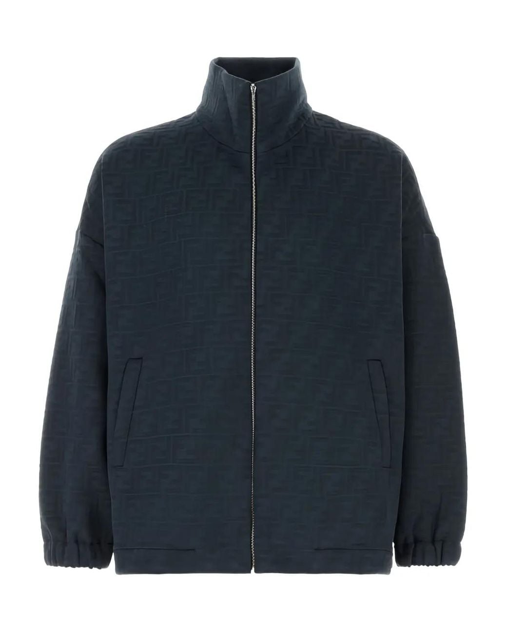 Fendi Blue Zip Pattern Sweater for men