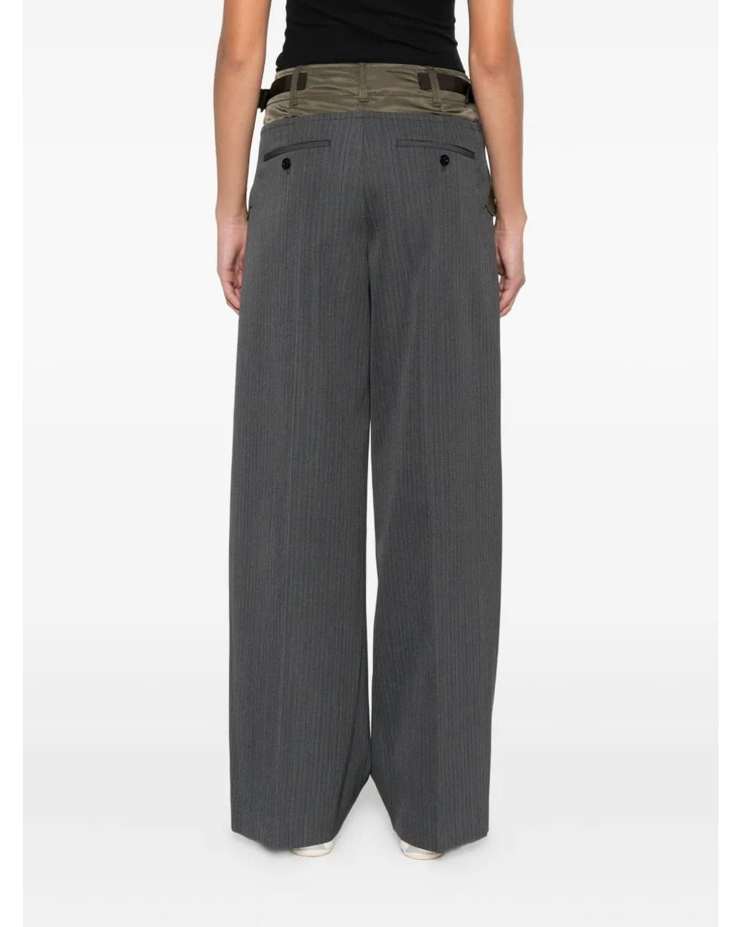 Sacai Gray Pinstripe Panelled Trousers