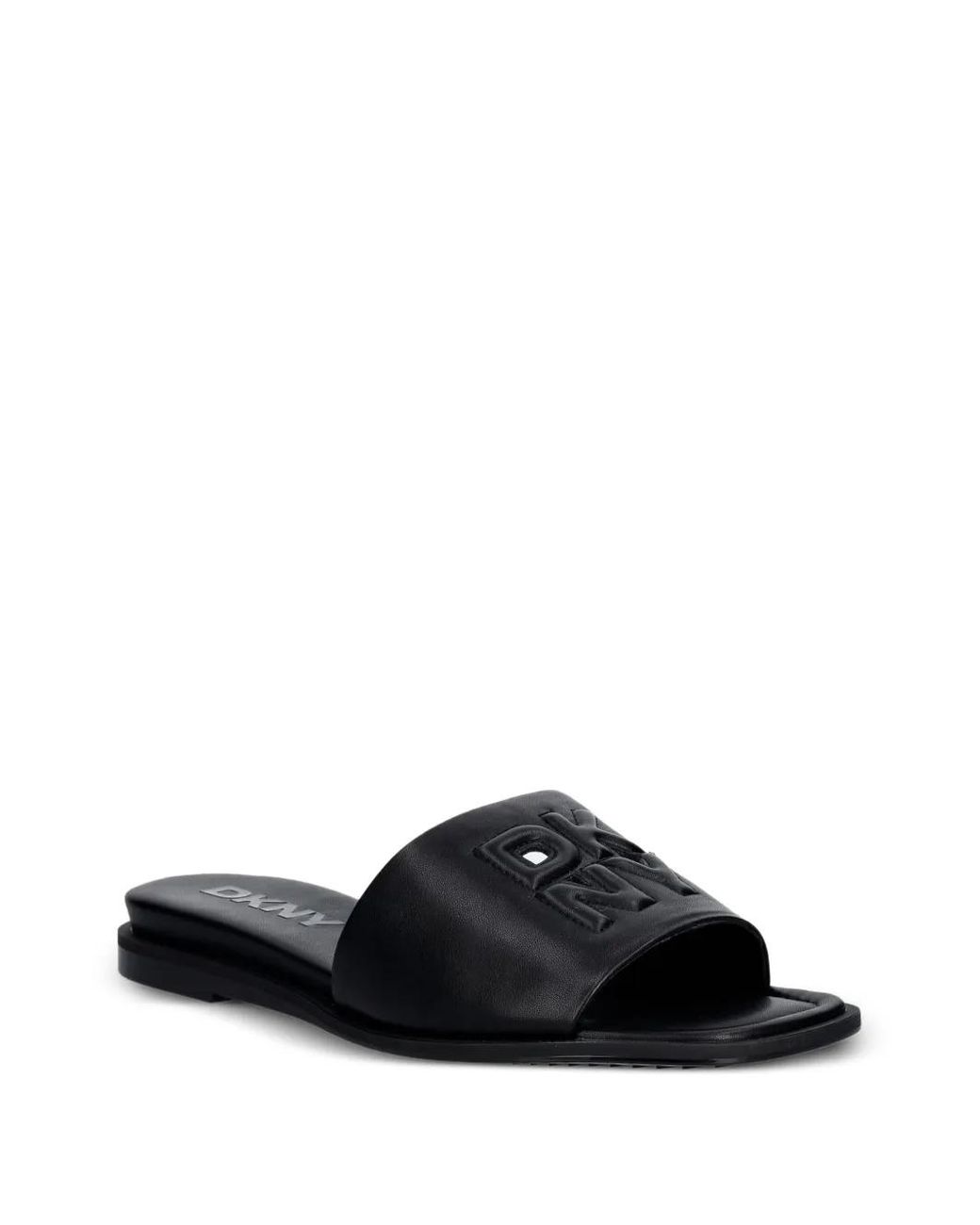 DKNY Black Logo-Embossed Flat Sandals