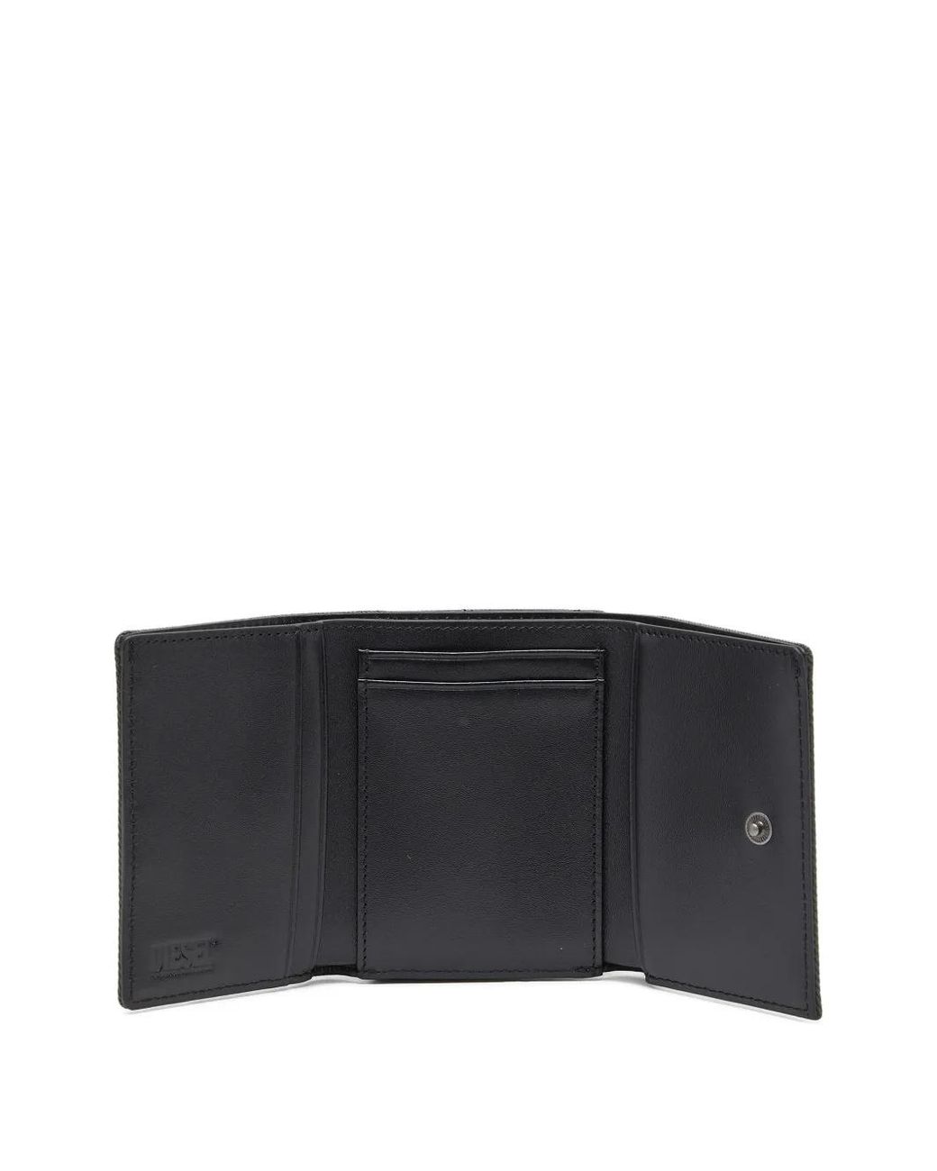 DIESEL Gray Tri-Fold Logo-Patch Wallet for men