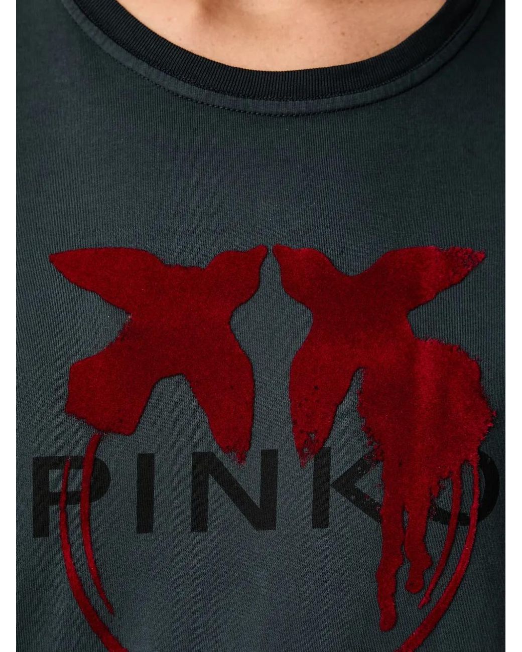Pinko Black Logo-Print Love Birds T-Shirt