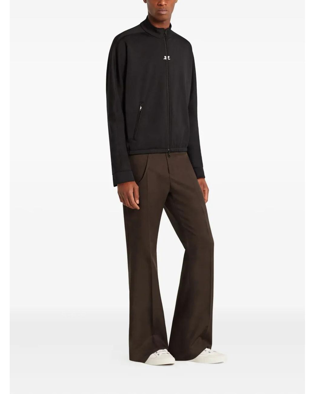 Courreges Black Zip-Up Ac-Logo Track Jacket for men