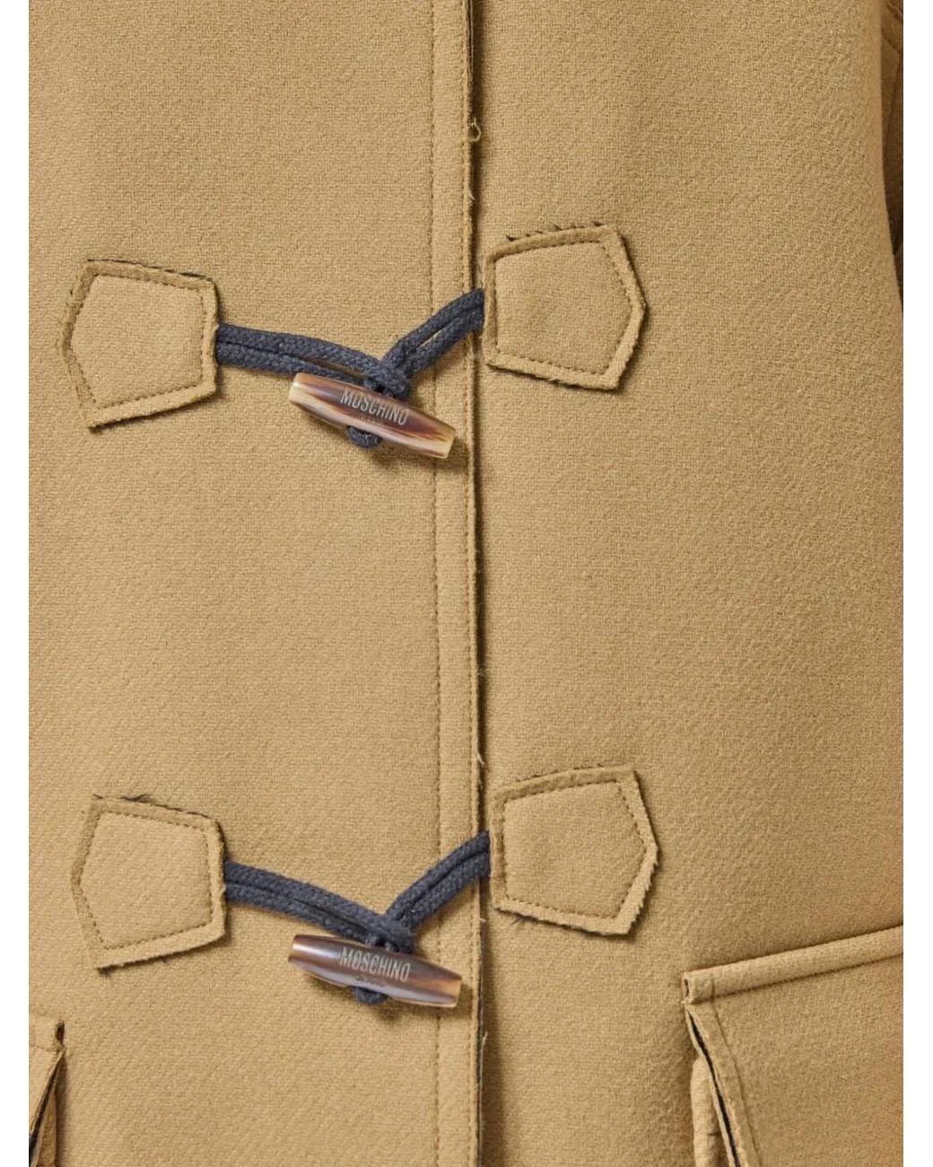 Moschino Natural Toggle-Fastening Notch-Lapel Coat