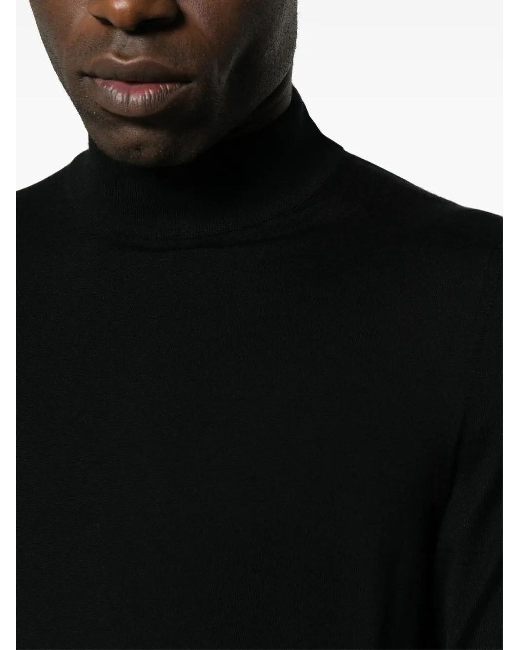 Kiton Black High-Neck Cashmere-Silk Jumper for men