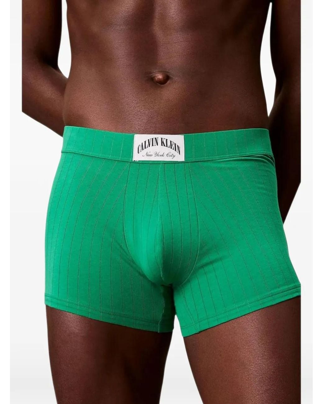 Calvin Klein Green Ribbed Cotton Boxers for men