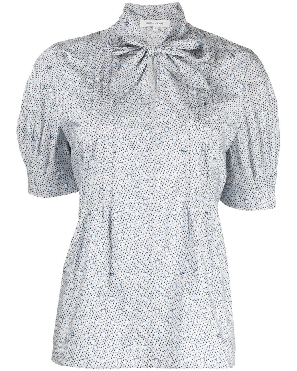 Maison Kitsuné Gray Monogram-Pattern Short-Sleeve Shirt