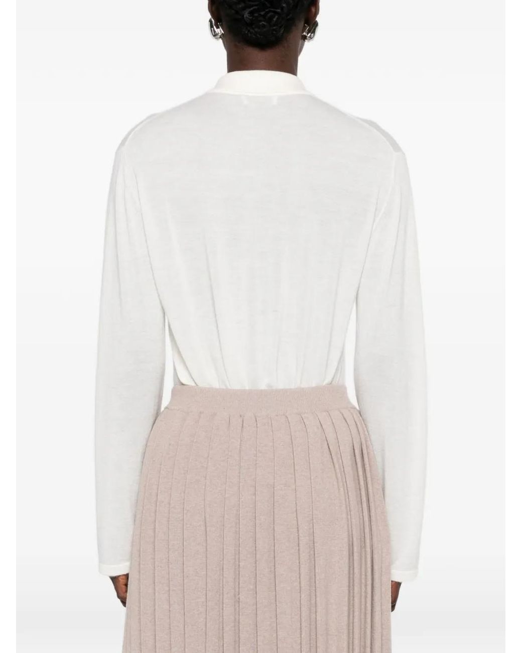 Fabiana Filippi Natural Pleated Knitted Midi Skirt