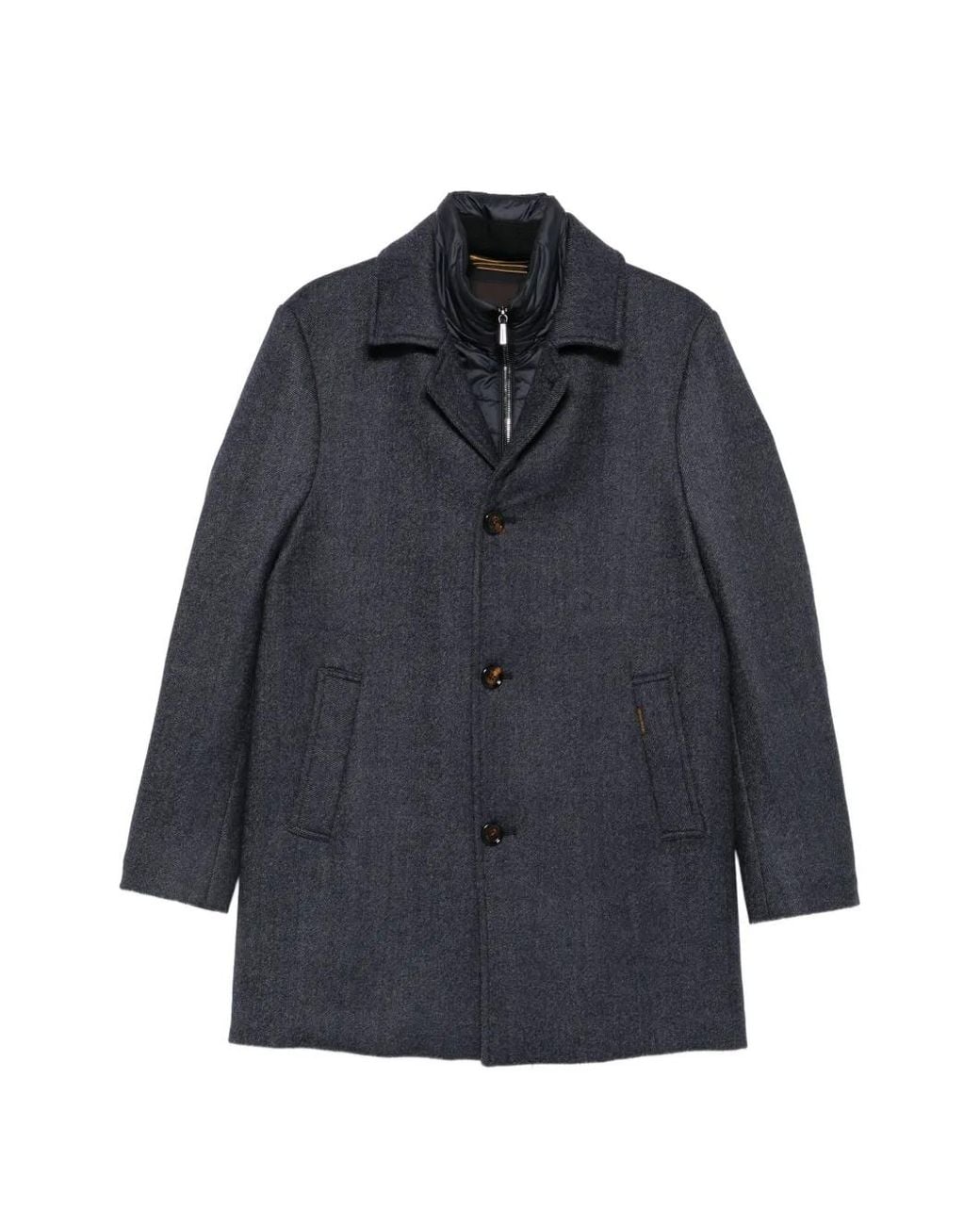 Moorer Blue Button-Fastening Coat for men