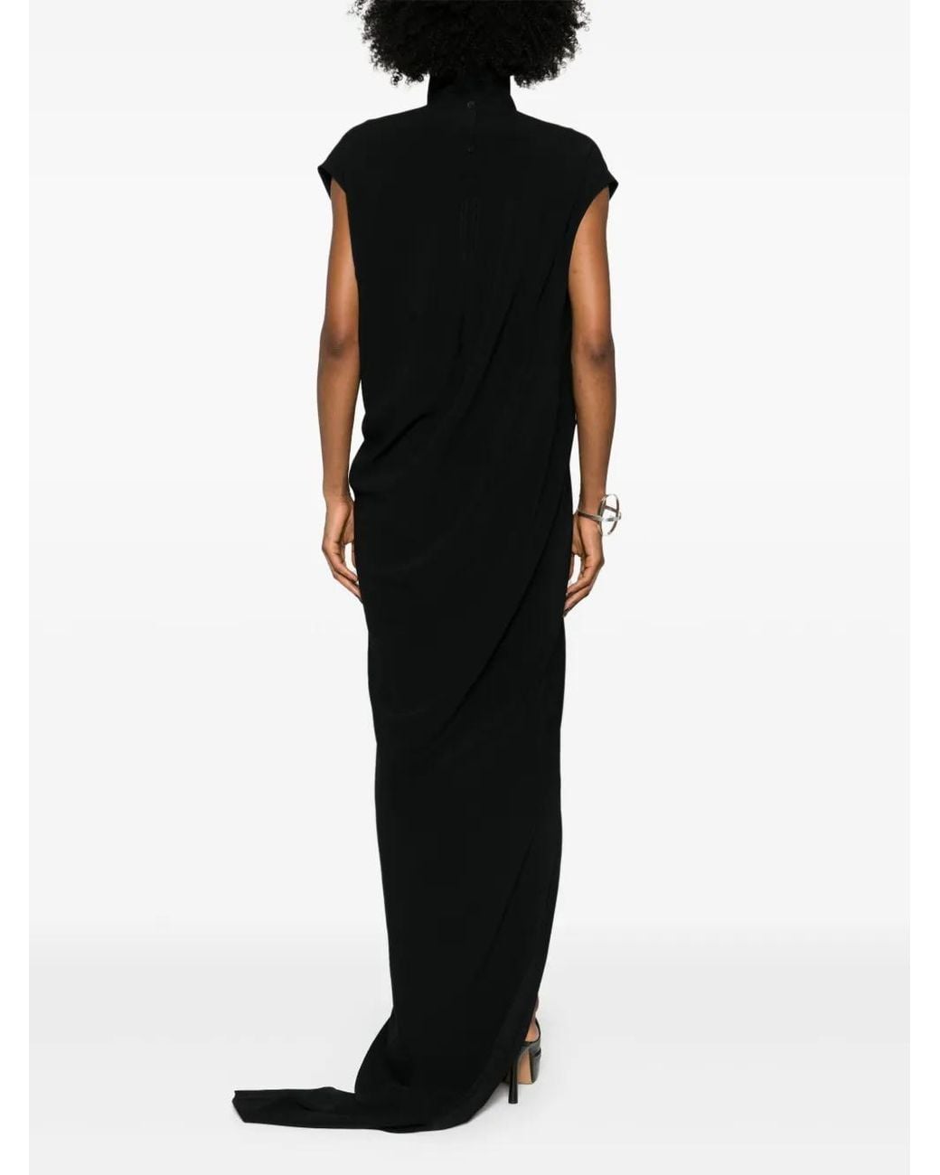 Rick Owens Black Edfu T Asymmetric Maxi Dress