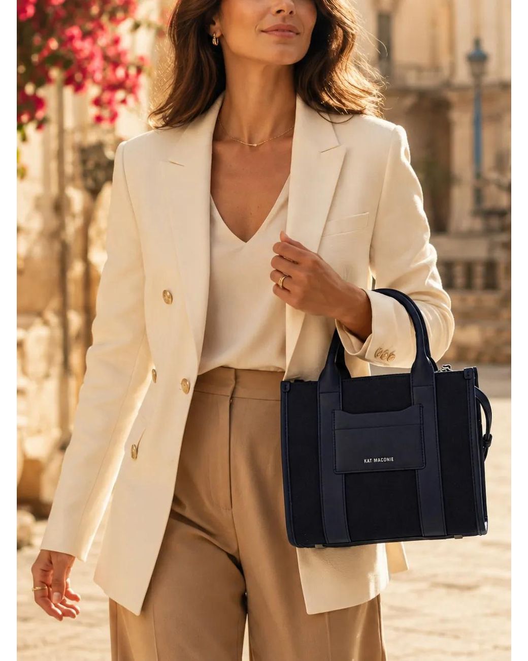 Kat Maconie Blue Petit Cabas Bianca À Logo Imprimé