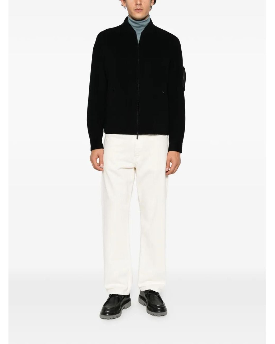 Hevò Black Zip-Up Wool Jacket for men