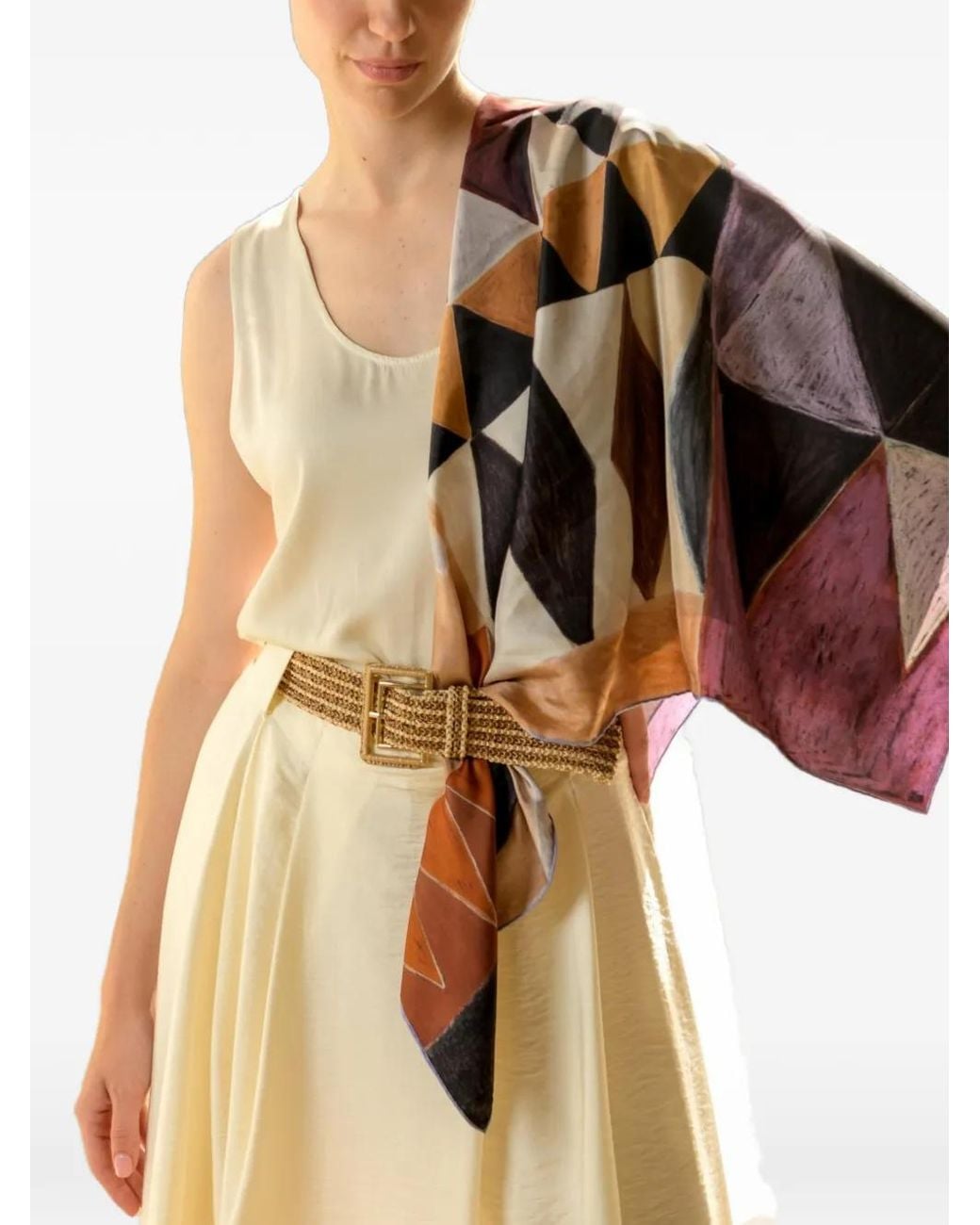 Elizabetta Purple Dani Geometric-Print Silk Scarf
