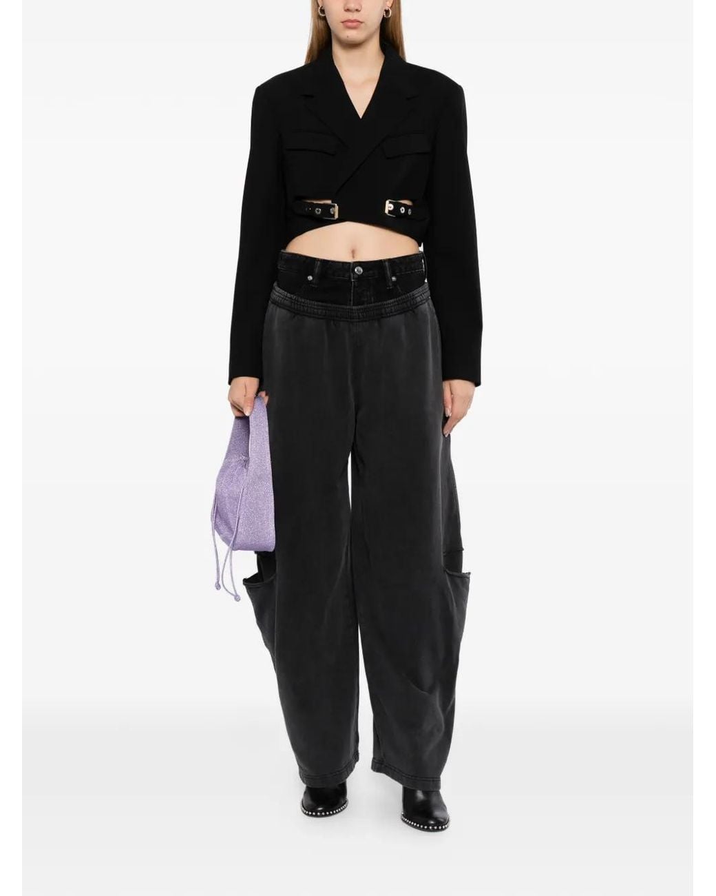 Alexander Wang Black Pre-Style Slashed Sweatpant Pants