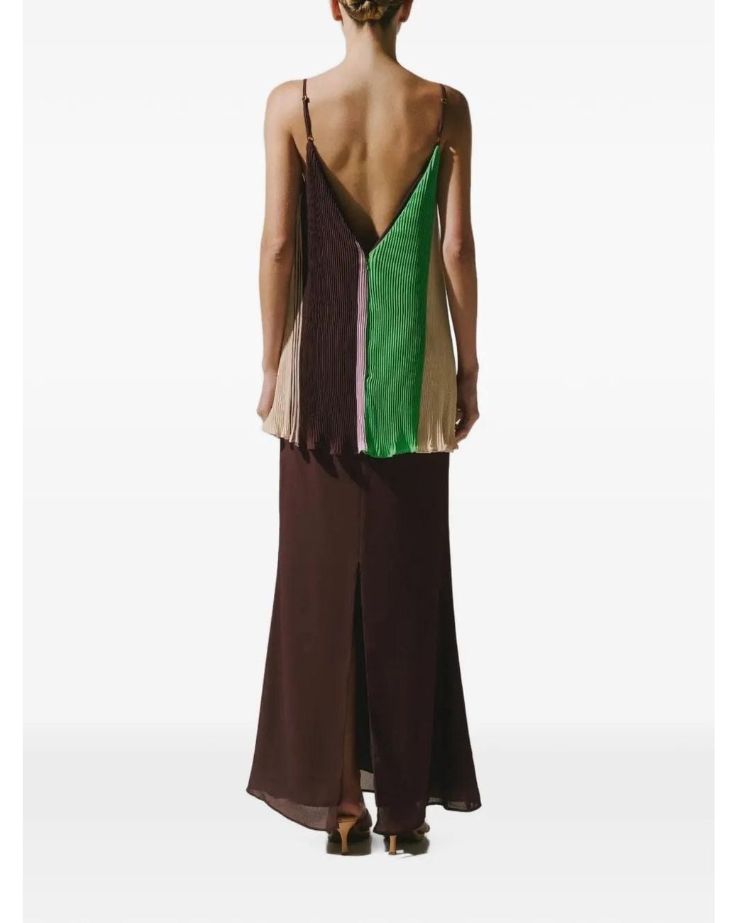 Baobab Brown Pleated Danielle Layered Maxi Dress