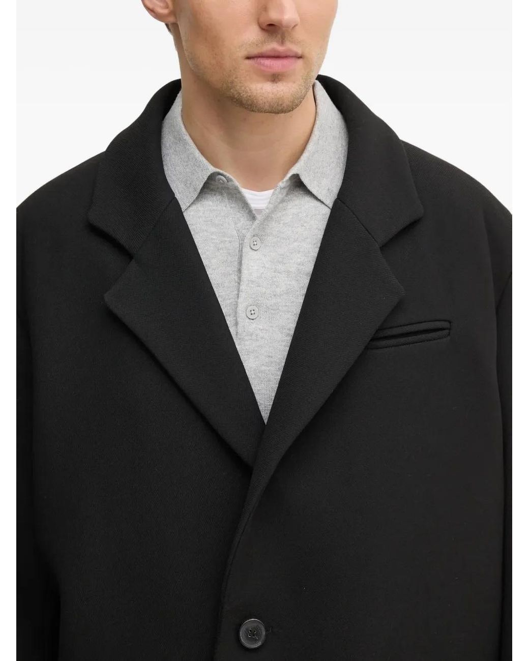Won Hundred Black Single-Breasted Pocket Coat for men