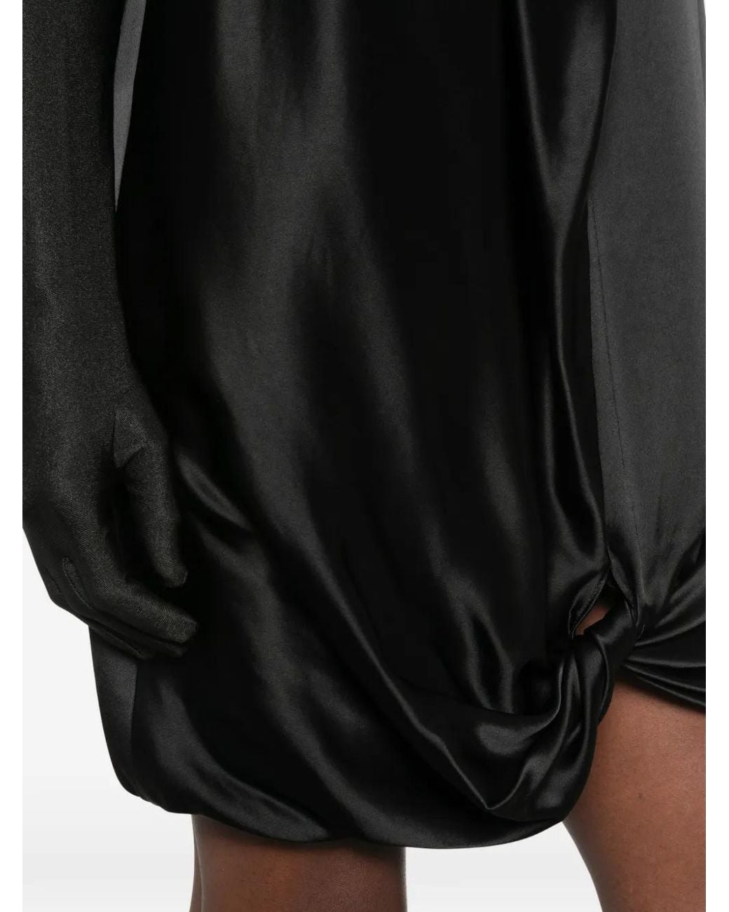 7 For All Mankind Black Cinch-Hem Strapless Mini Dress