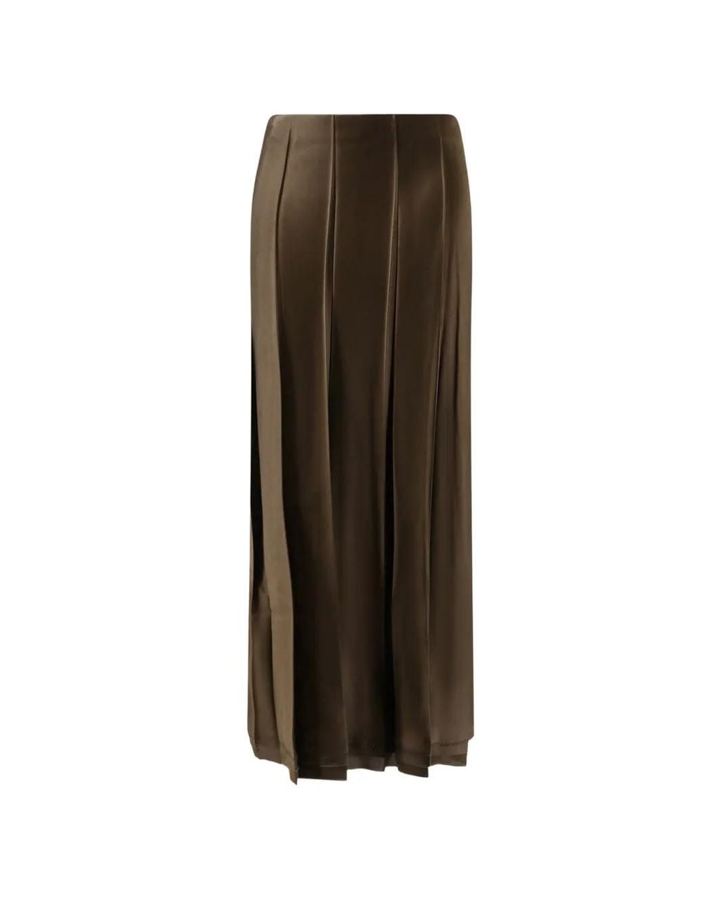 Vince Natural Pleated Satin Midi Skirt