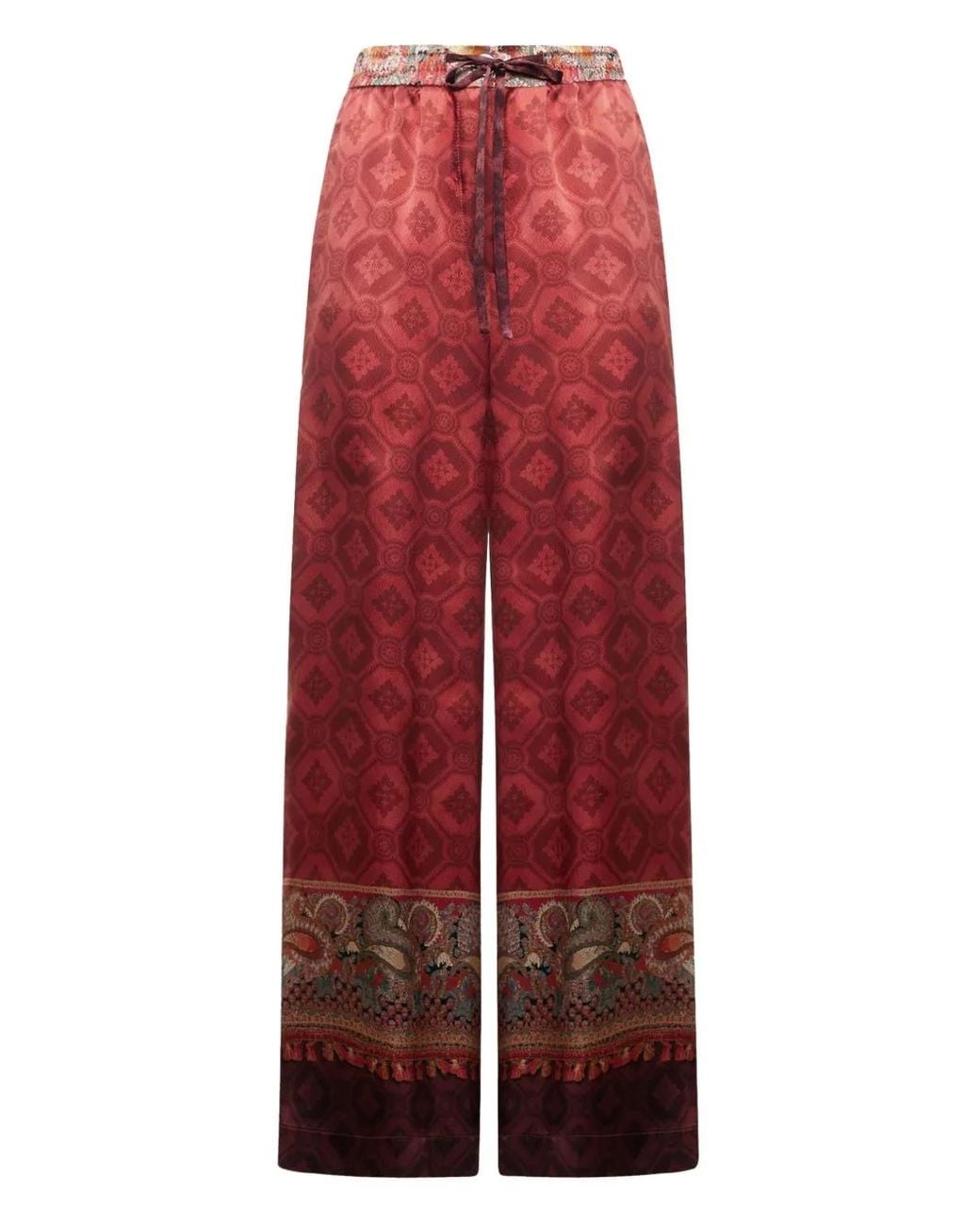Pierre Louis Mascia Red Geometric-Pattern Trousers