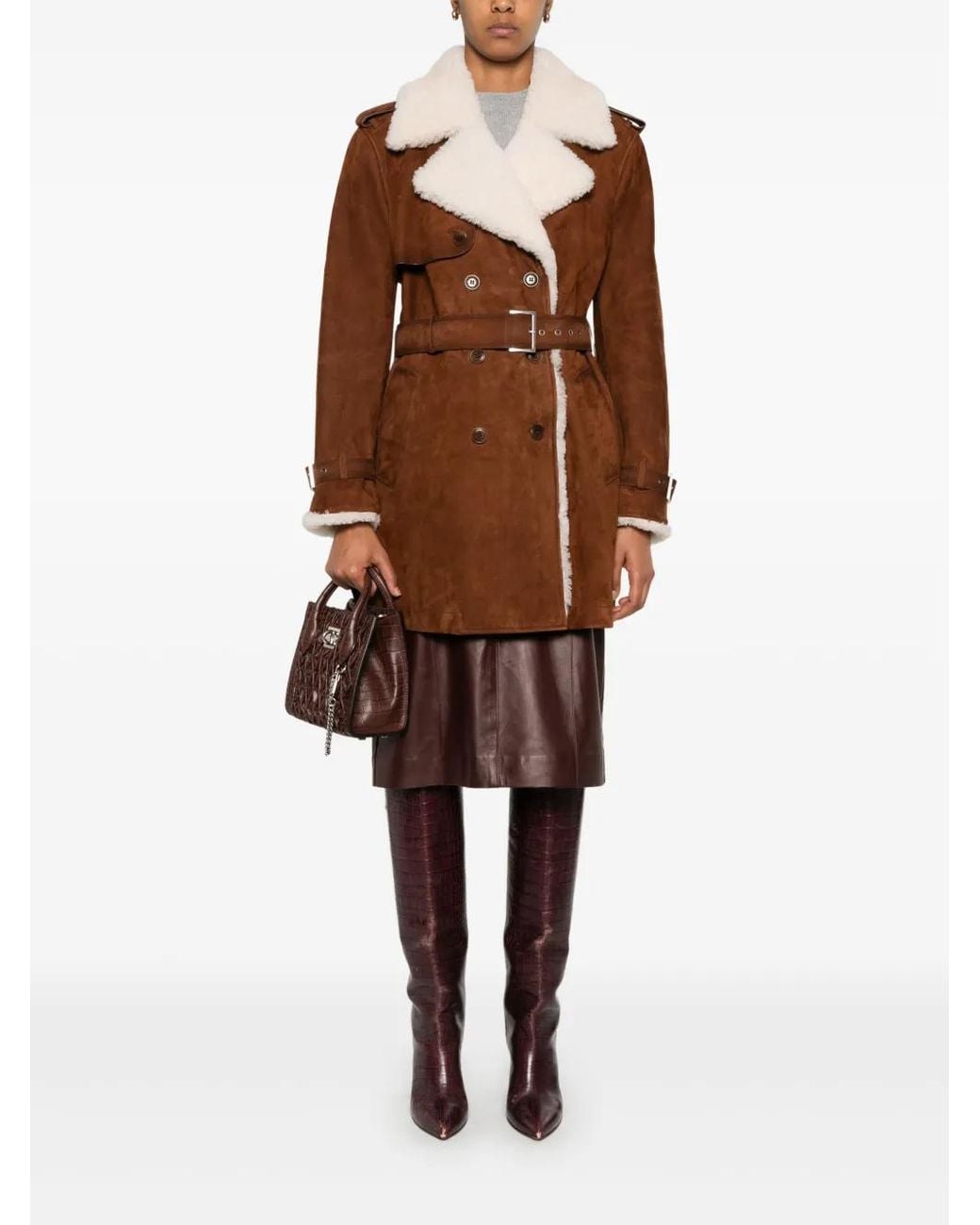 Ermanno Scervino Brown Suede Coat