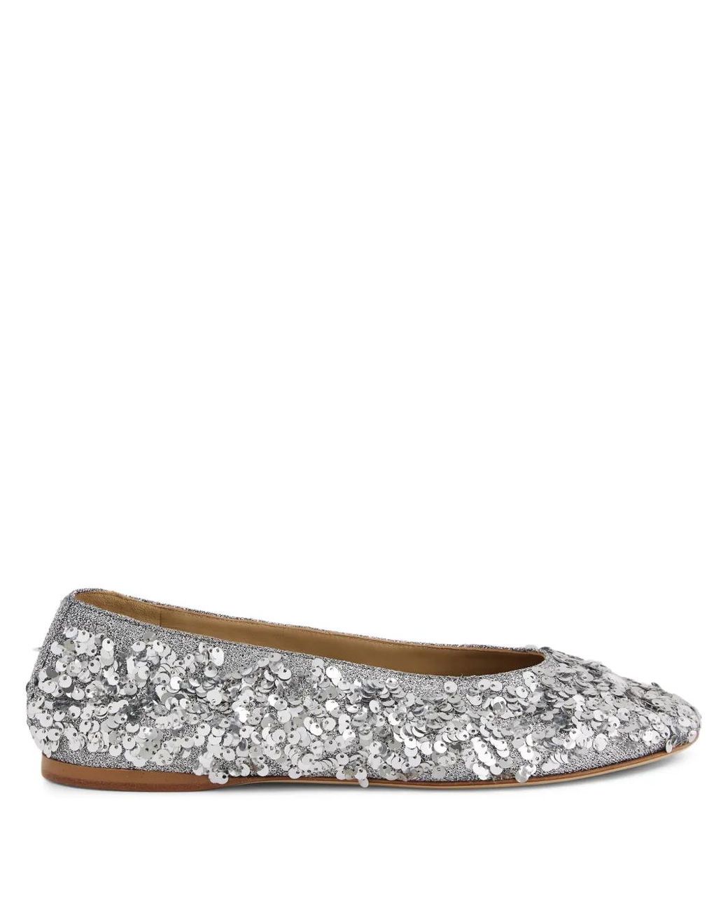 Rabanne White Sequin-Embellished Ballet Flats