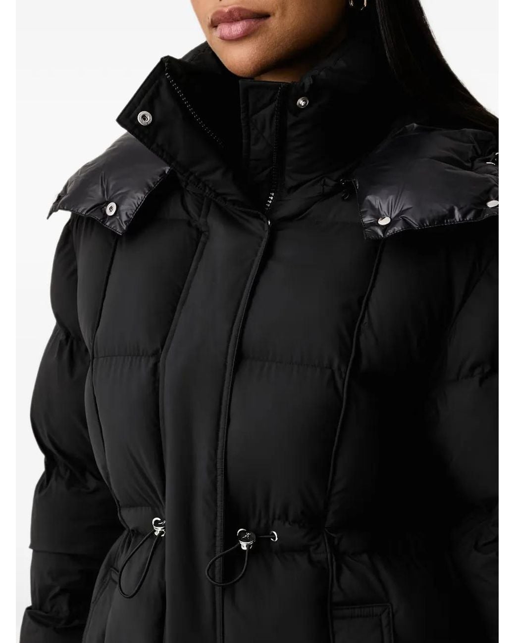 Patrizia Pepe Black Padded Drawstring-Waist Coat