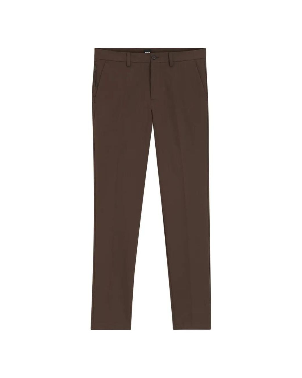 Boss Brown Slim-Fit Stretch Pants for men
