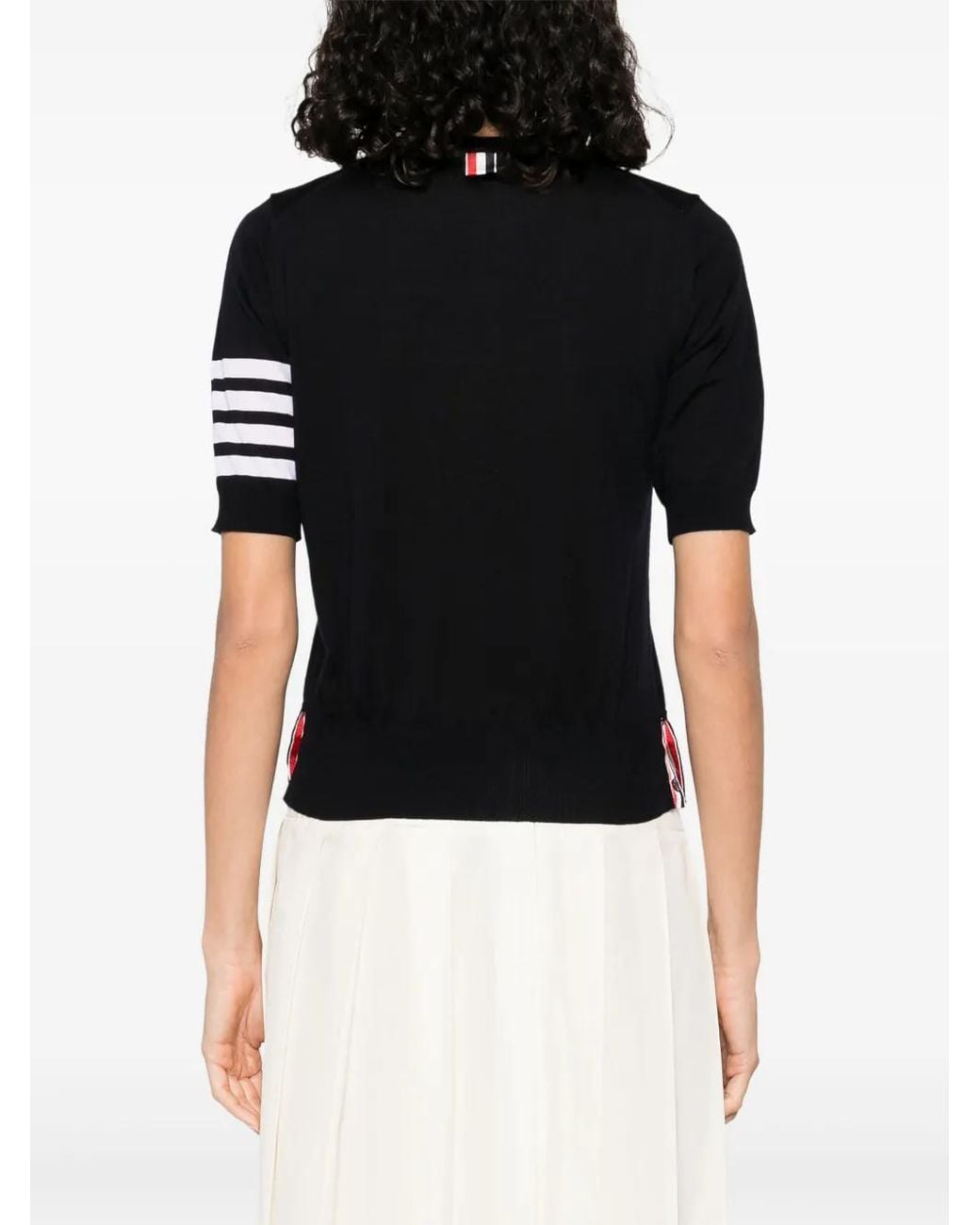Thom Browne Black 4-Bar' Wool T-Shirt