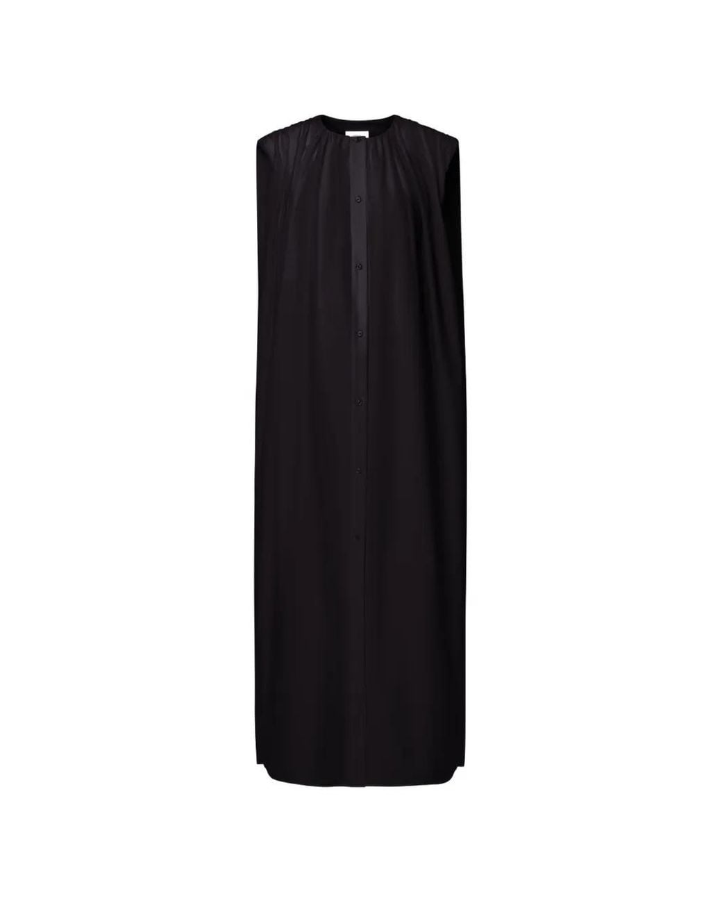 Loulou de Saison Black Button-Fastening Midi Dress